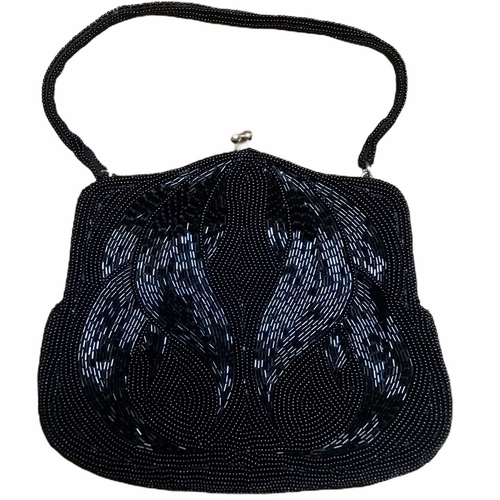 Vintage MAGID Hand Beaded Black Bag
